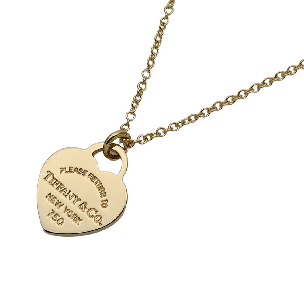 Tiffany & Co Necklace Mini Heart Tag Yellow Gold Polished