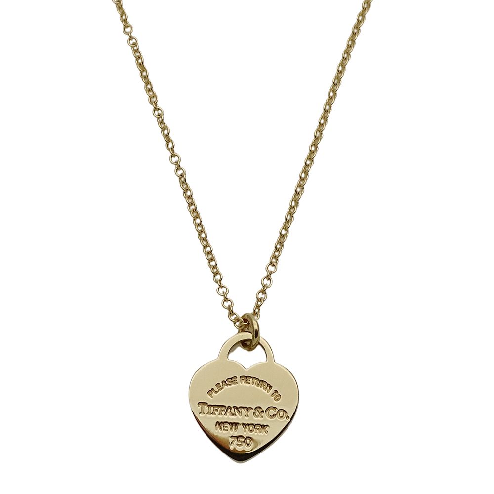 Tiffany & Co Necklace Mini Heart Tag Yellow Gold Polished — view 2