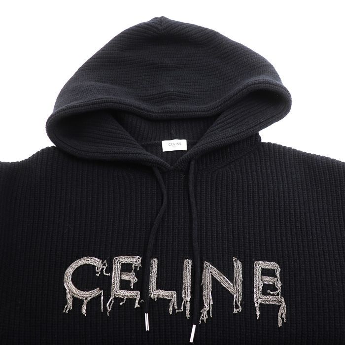 Celine Chain Hooded Sweater Black — view 3