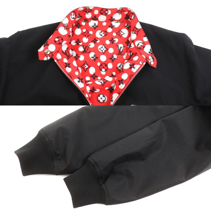 Louis Vuitton Logo LV YK Reversible Bomber Jacket Infinity Dot Rouge Vif Black — view 5