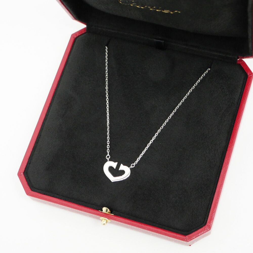 Cartier C Heart Necklace 18k WG 750 Regular Box Small Items Polished Finished — view 9