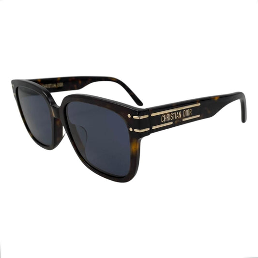 Dior Sunglasses Signature Square Tortoiseshell Logo Brown Blue Eyewear