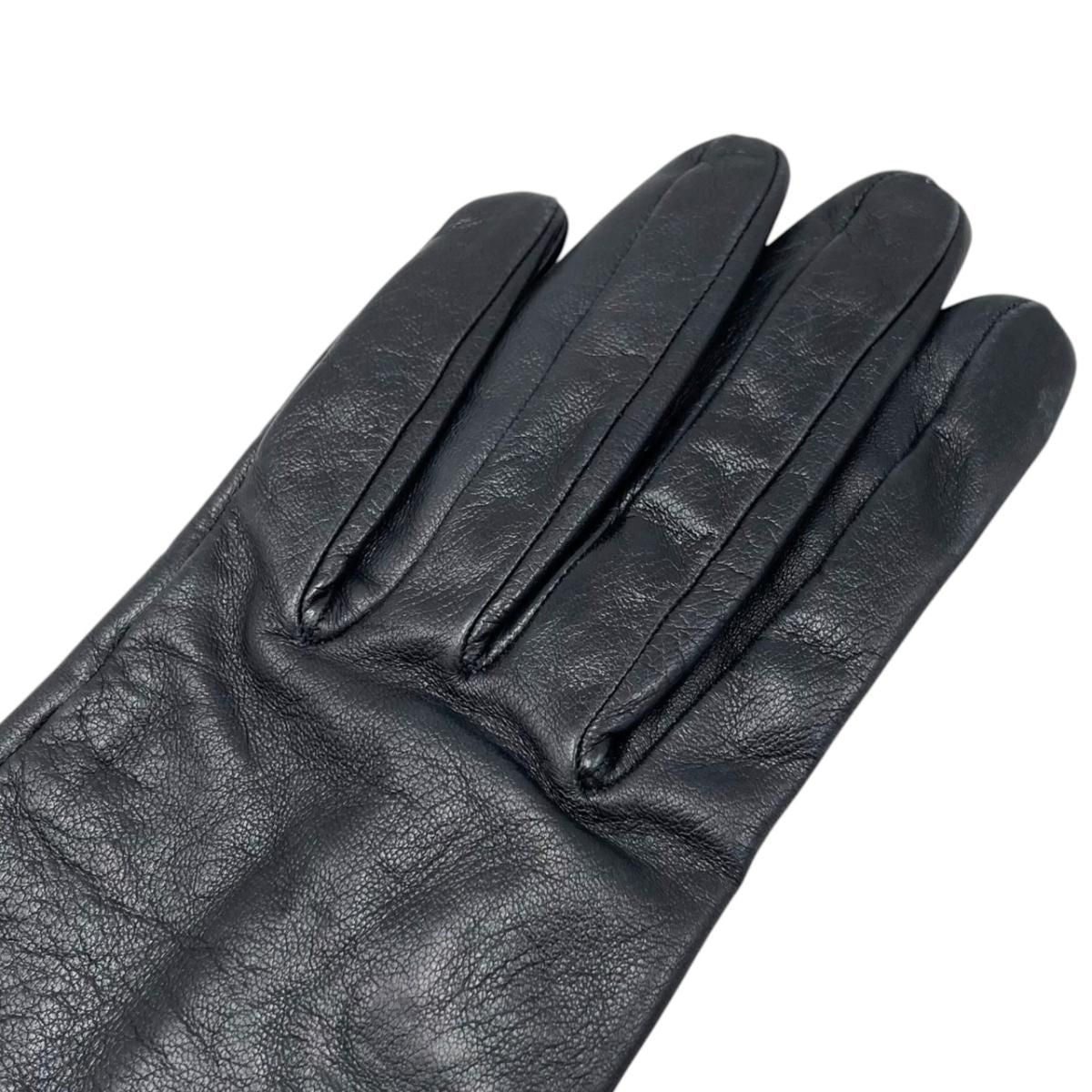 Hermes Gloves Kelly Cadena 7 Sizes Leather Black Silver — view 3