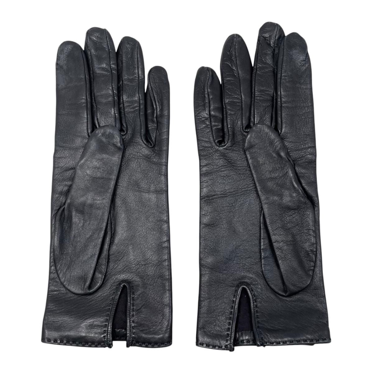 Hermes Gloves Kelly Cadena 7 Sizes Leather Black Silver — view 2