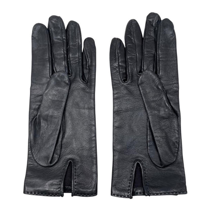 Hermes Gloves Kelly Cadena 7 Sizes Leather Black Silver — view 2