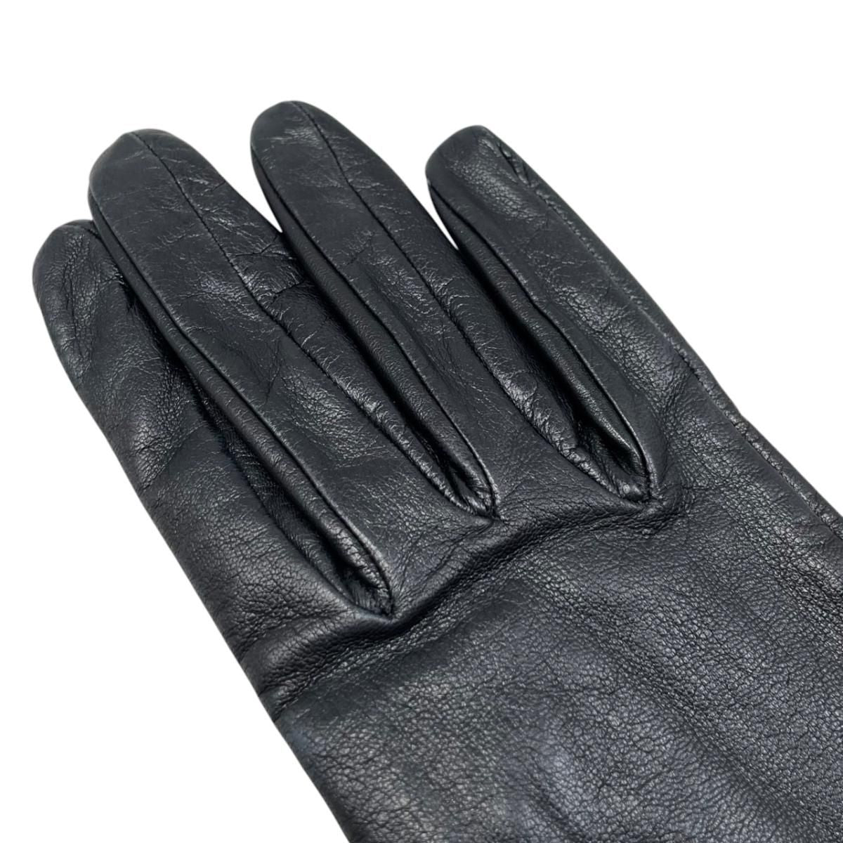 Hermes Gloves Kelly Cadena 7 Sizes Leather Black Silver — view 7