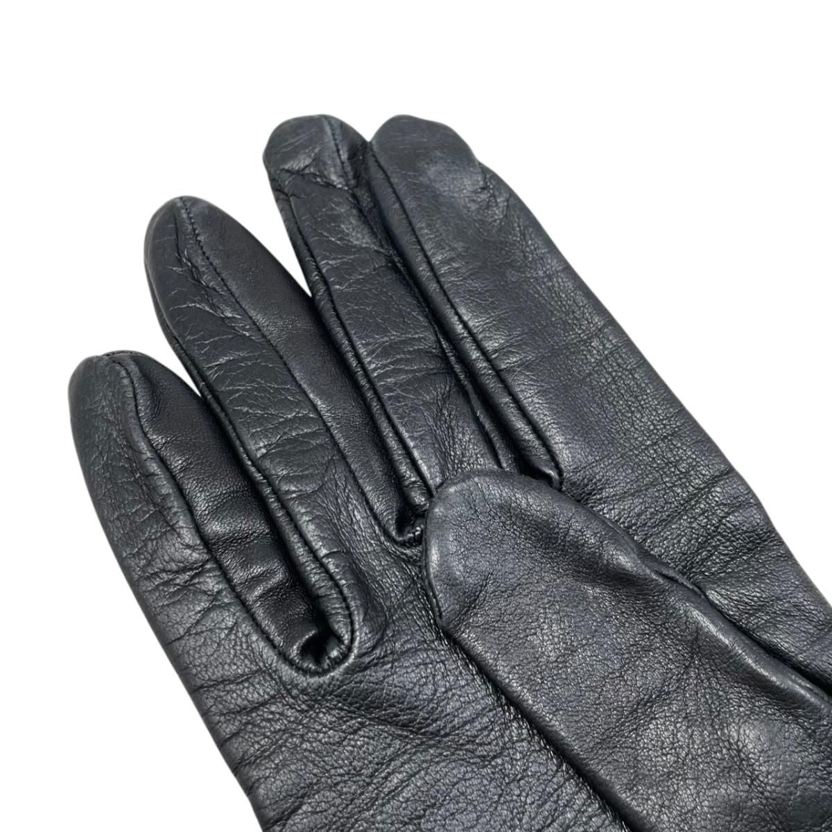 Hermes Gloves Kelly Cadena 7 Sizes Leather Black Silver — view 8