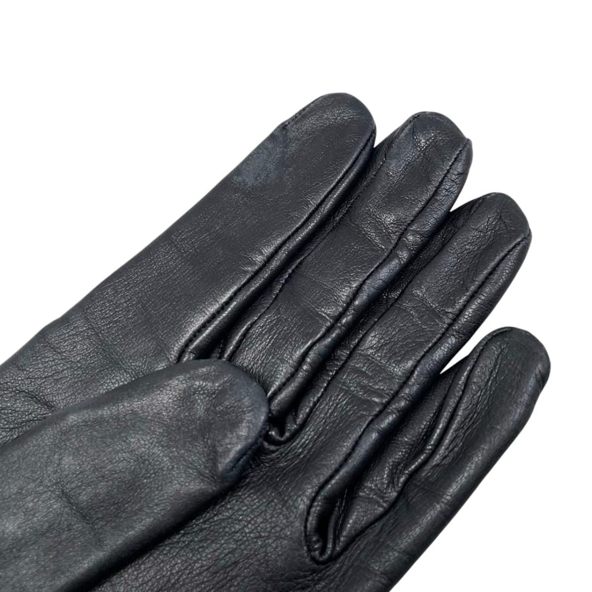 Hermes Gloves Kelly Cadena 7 Sizes Leather Black Silver — view 4