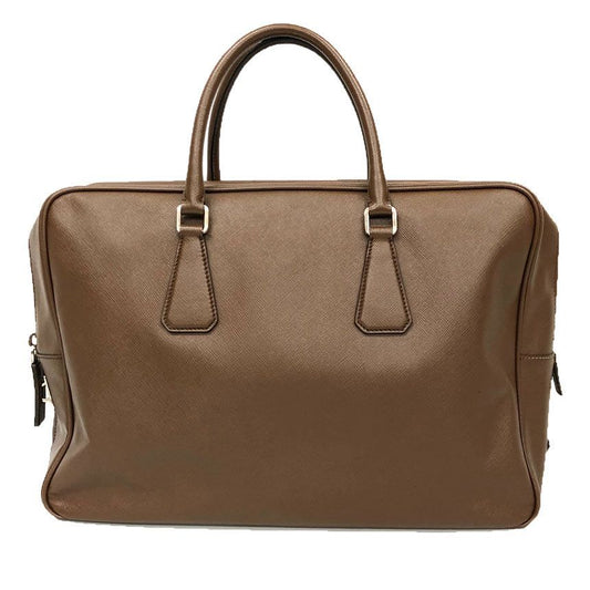 Prada Leather Briefcase Business Brown