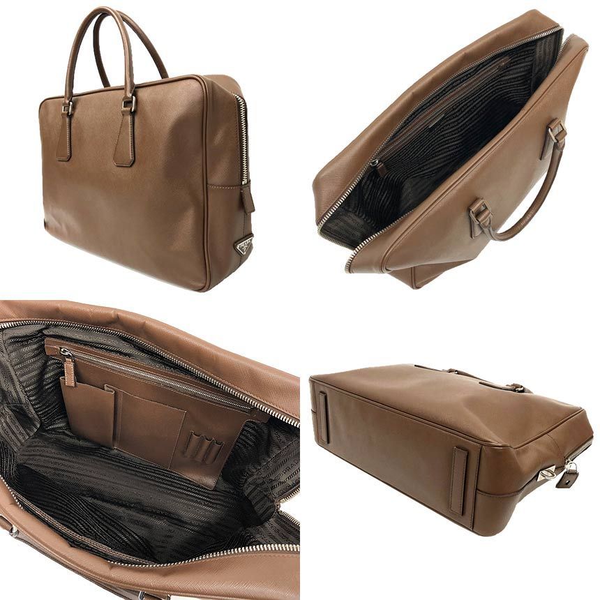 Prada Leather Briefcase Business Brown — view 2