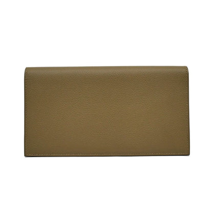 Hermes Citizen Twill Long Brown Silver Wallet Bifold