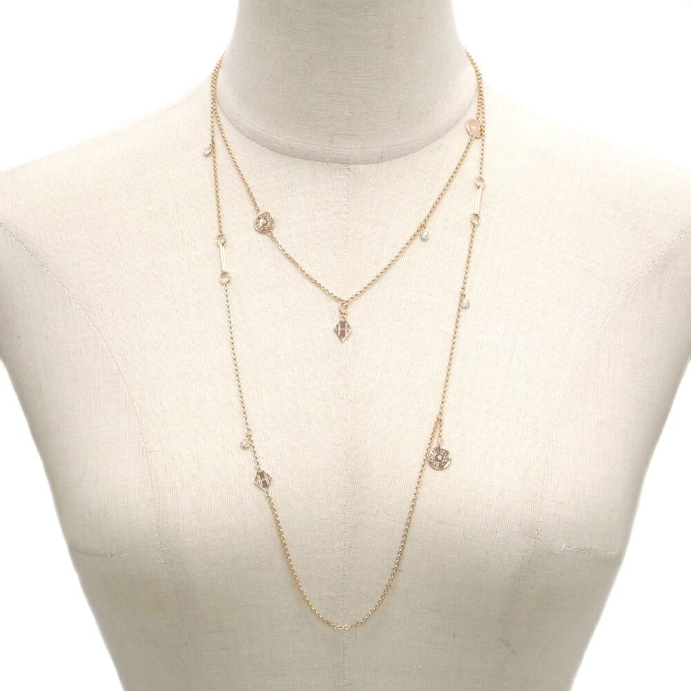 Hermes Necklace Exlibris Long 18k Pink Gold Diamond Polished — view 3