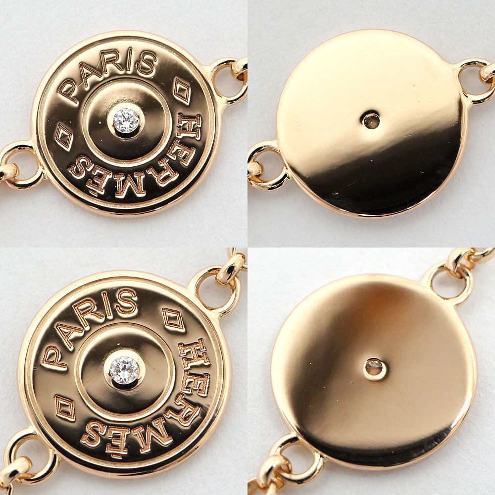 Hermes Necklace Exlibris Long 18k Pink Gold Diamond Polished — view 5