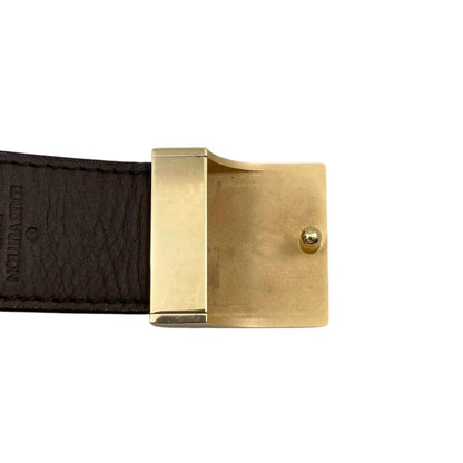 Louis Vuitton Belt Ceinture Carre Damier Ebene Logo Buckle Gold — view 4