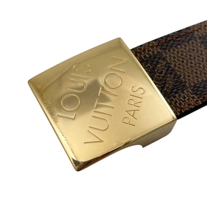 Louis Vuitton Belt Ceinture Carre Damier Ebene Logo Buckle Gold — view 5