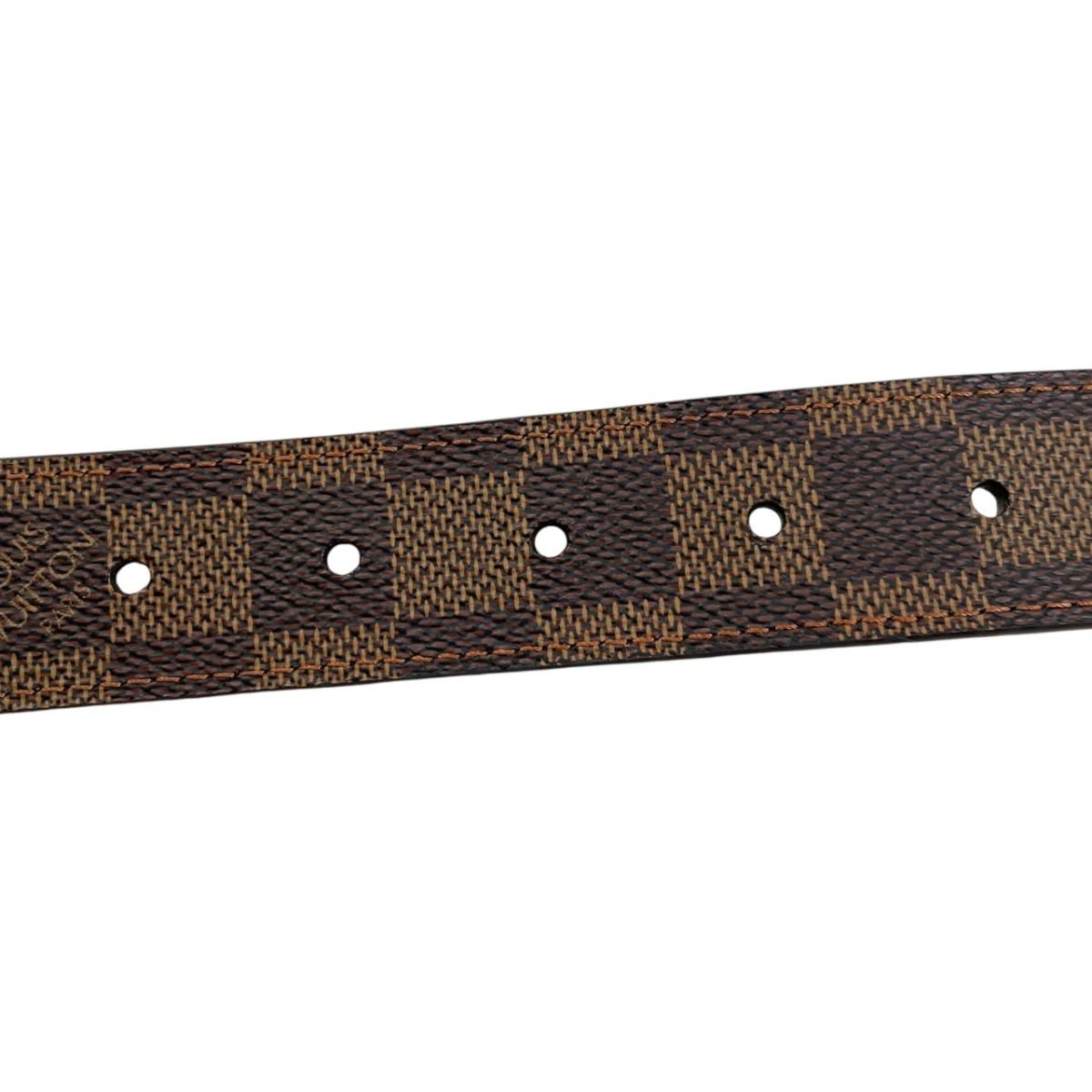 Louis Vuitton Belt Ceinture Carre Damier Ebene Logo Buckle Gold — view 6