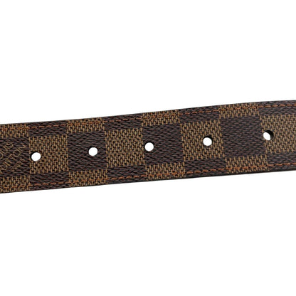 Louis Vuitton Belt Ceinture Carre Damier Ebene Logo Buckle Gold — view 6