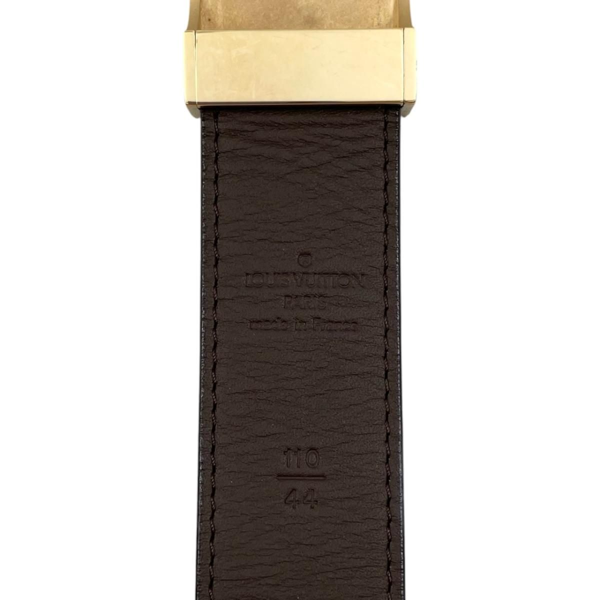 Louis Vuitton Belt Ceinture Carre Damier Ebene Logo Buckle Gold — view 9