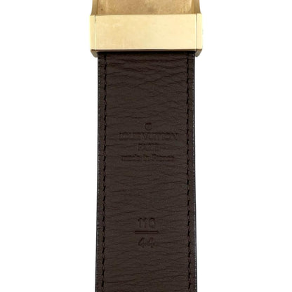 Louis Vuitton Belt Ceinture Carre Damier Ebene Logo Buckle Gold — view 9