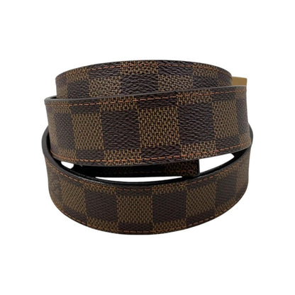 Louis Vuitton Belt Ceinture Carre Damier Ebene Logo Buckle Gold — view 2