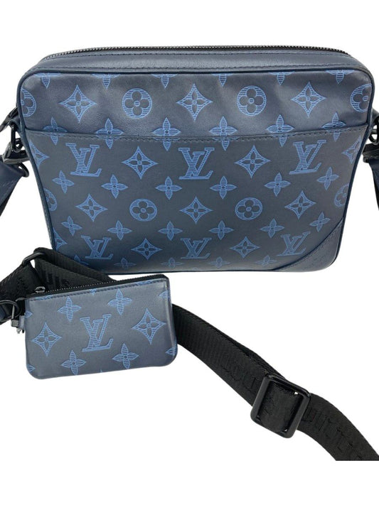 Louis Vuitton Duo Messenger Monogram Shadow Shoulder Bag Navy