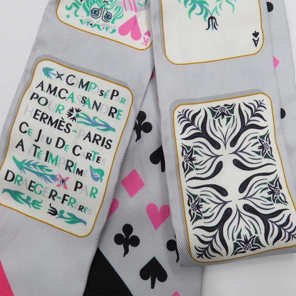 Hermes Twilly Jude Cult Playing Card Pattern Gray Black Pink Multicolor — view 5