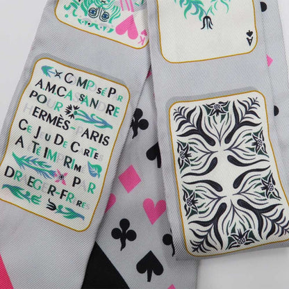 Hermes Twilly Jude Cult Playing Card Pattern Gray Black Pink Multicolor — view 5
