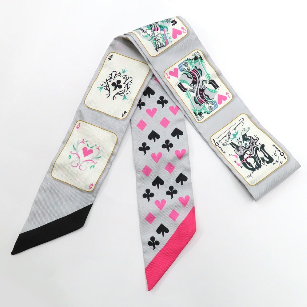 Hermes Twilly Jude Cult Playing Card Pattern Gray Black Pink Multicolor — view 4