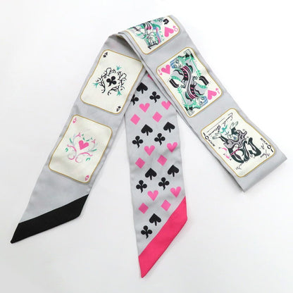 Hermes Twilly Jude Cult Playing Card Pattern Gray Black Pink Multicolor — view 4