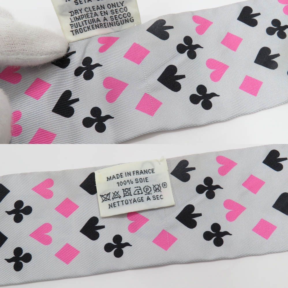 Hermes Twilly Jude Cult Playing Card Pattern Gray Black Pink Multicolor — view 9