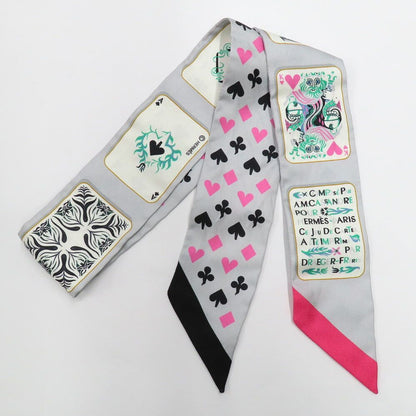 Hermes Twilly Jude Cult Playing Card Pattern Gray Black Pink Multicolor — view 3