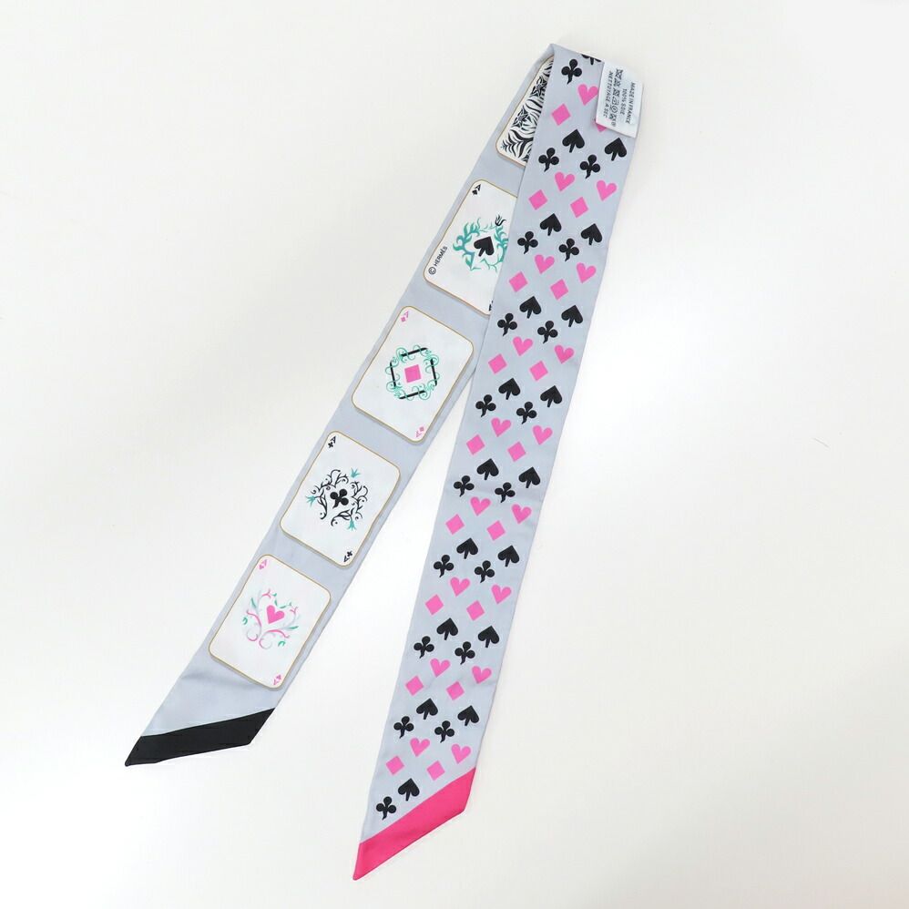 Hermes Twilly Jude Cult Playing Card Pattern Gray Black Pink Multicolor — view 2