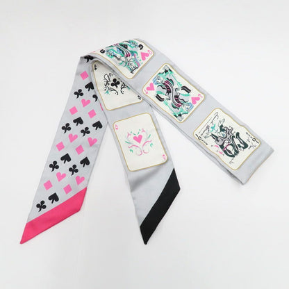 Hermes Twilly Jude Cult Playing Card Pattern Gray Black Pink Multicolor — view 4