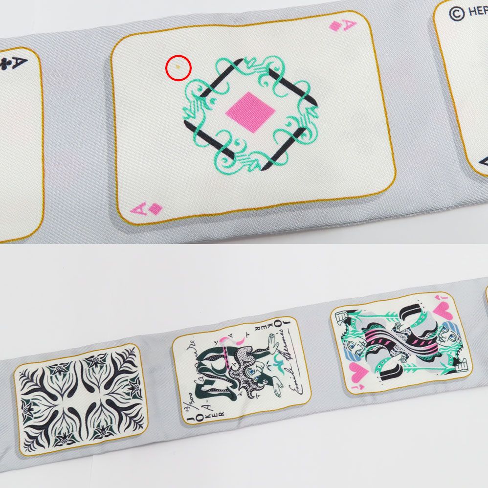 Hermes Twilly Jude Cult Playing Card Pattern Gray Black Pink Multicolor — view 5