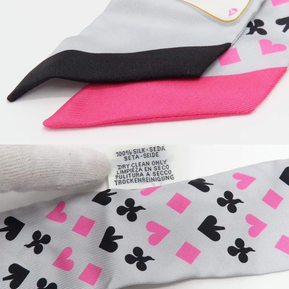 Hermes Twilly Jude Cult Playing Card Pattern Gray Black Pink Multicolor — view 7
