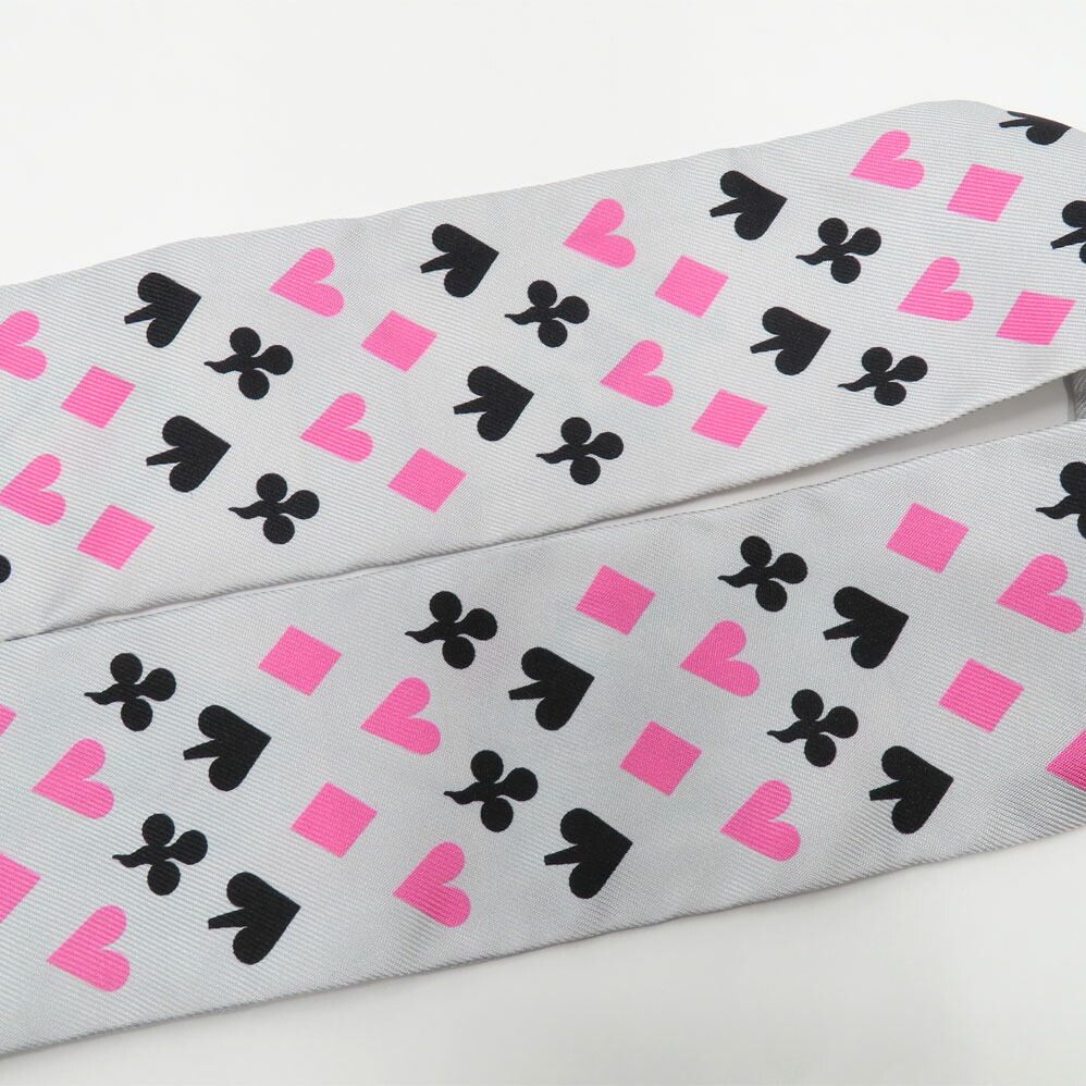Hermes Twilly Jude Cult Playing Card Pattern Gray Black Pink Multicolor — view 6