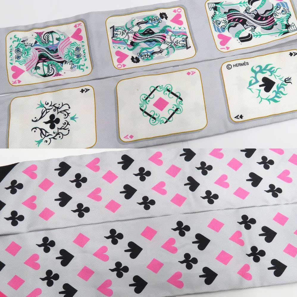 Hermes Twilly Jude Cult Playing Card Pattern Gray Black Pink Multicolor — view 8