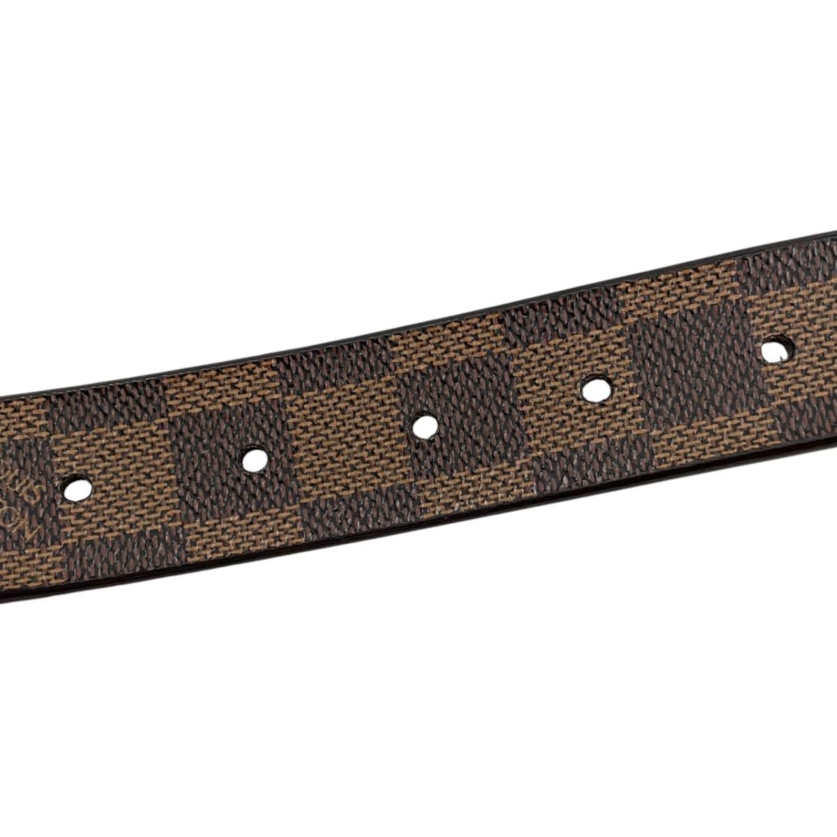 Louis Vuitton Belt Ceinture Carre Damier Ebene Logo Buckle Silver — view 7