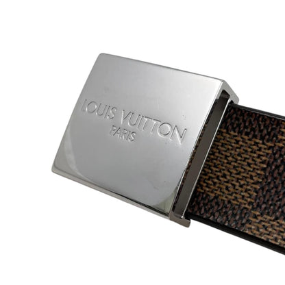Louis Vuitton Belt Ceinture Carre Damier Ebene Logo Buckle Silver — view 5