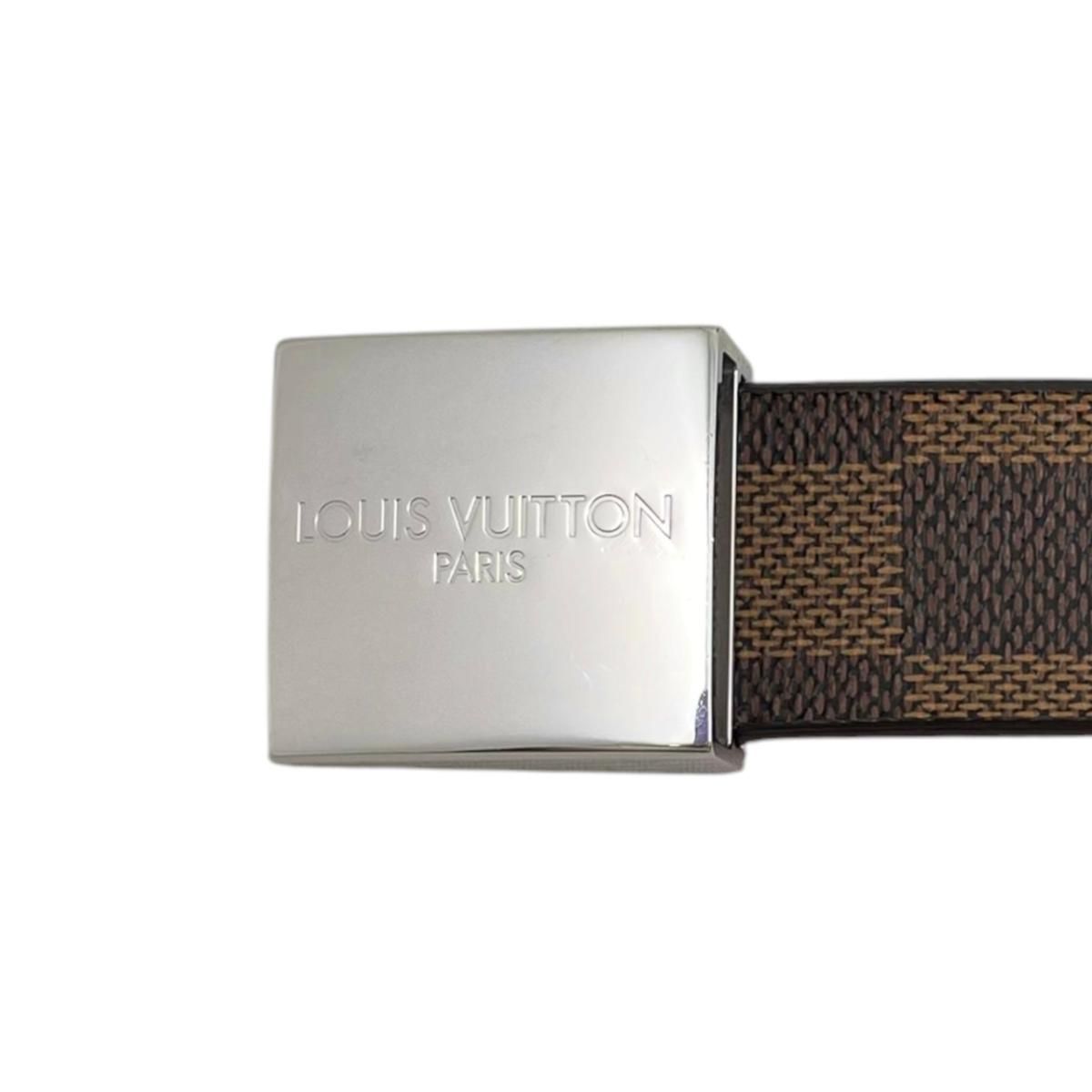 Louis Vuitton Belt Ceinture Carre Damier Ebene Logo Buckle Silver — view 3