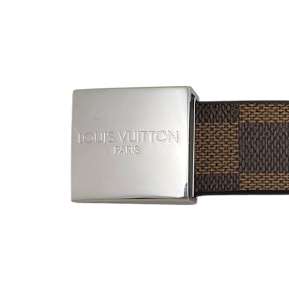 Louis Vuitton Belt Ceinture Carre Damier Ebene Logo Buckle Silver — view 3