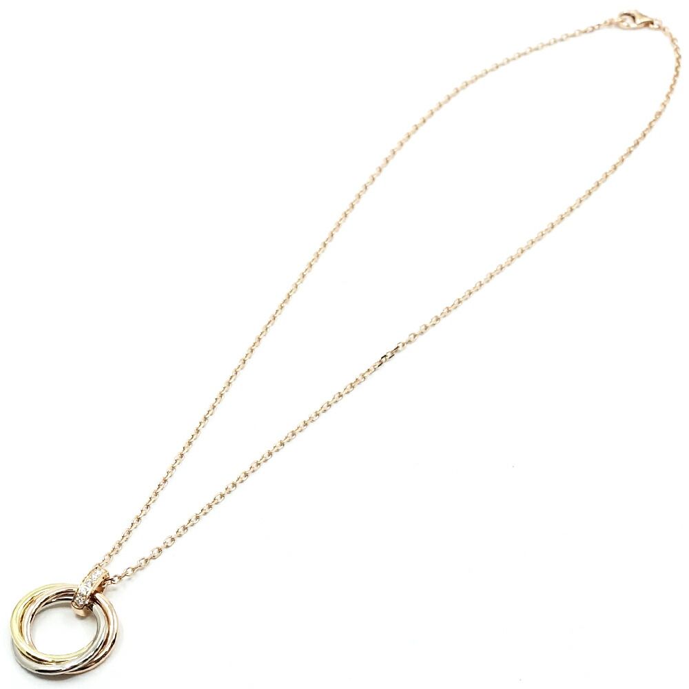 Cartier 18k Yellow Gold WG PG Trinity 3 Colors Diamond Necklace — view 3