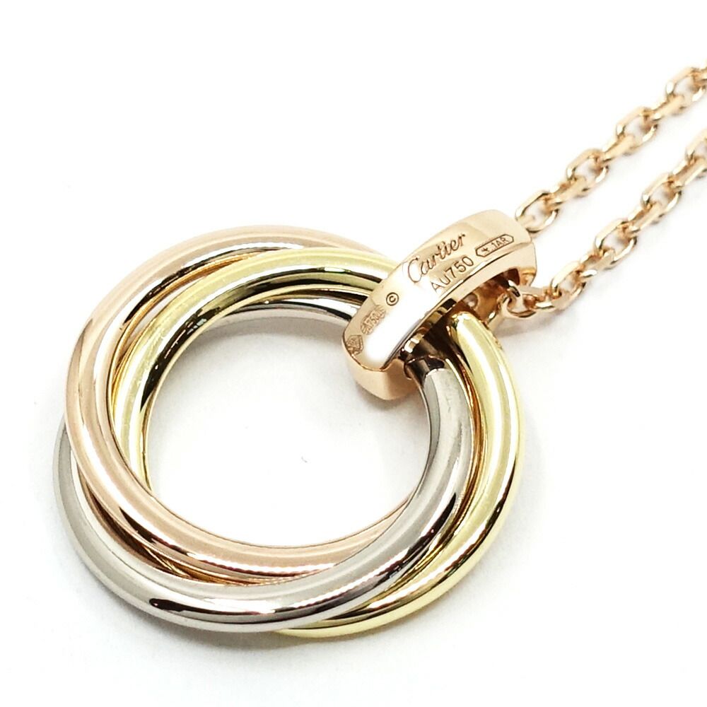 Cartier 18k Yellow Gold WG PG Trinity 3 Colors Diamond Necklace — view 7