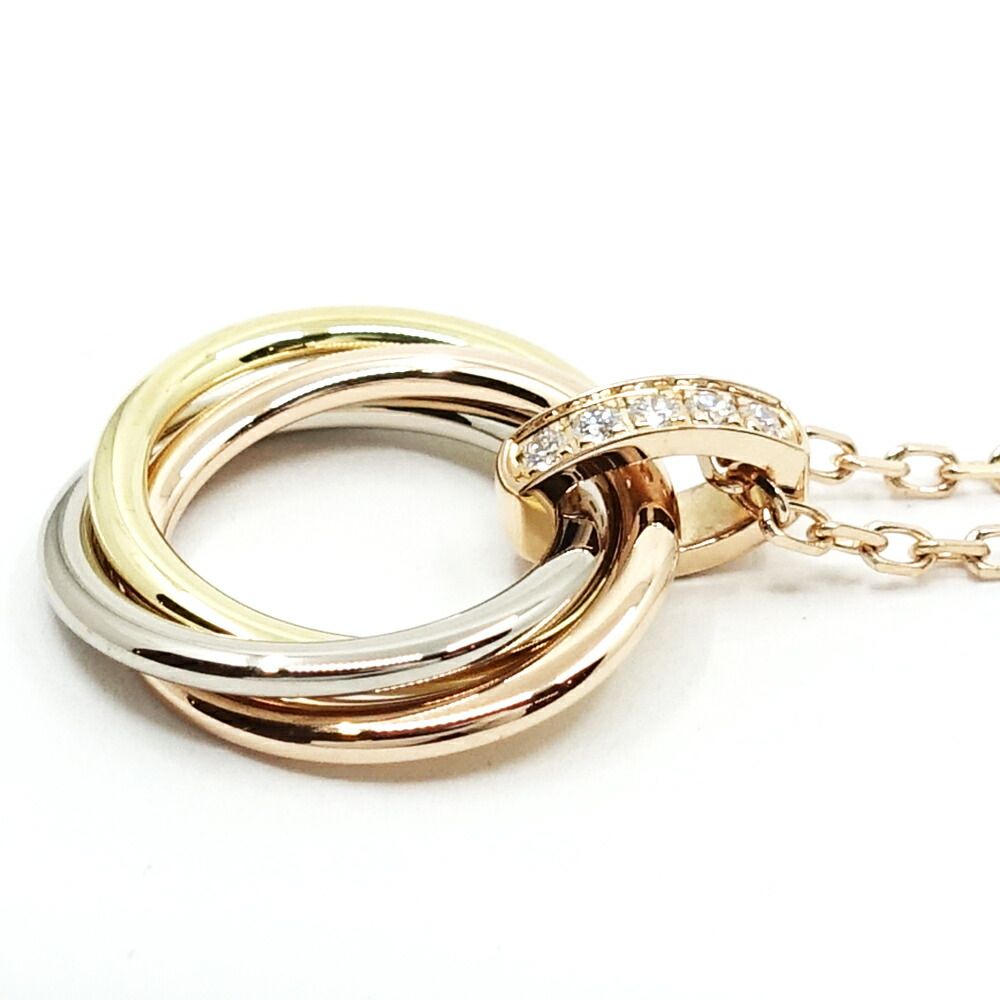Cartier 18k Yellow Gold WG PG Trinity 3 Colors Diamond Necklace — view 5