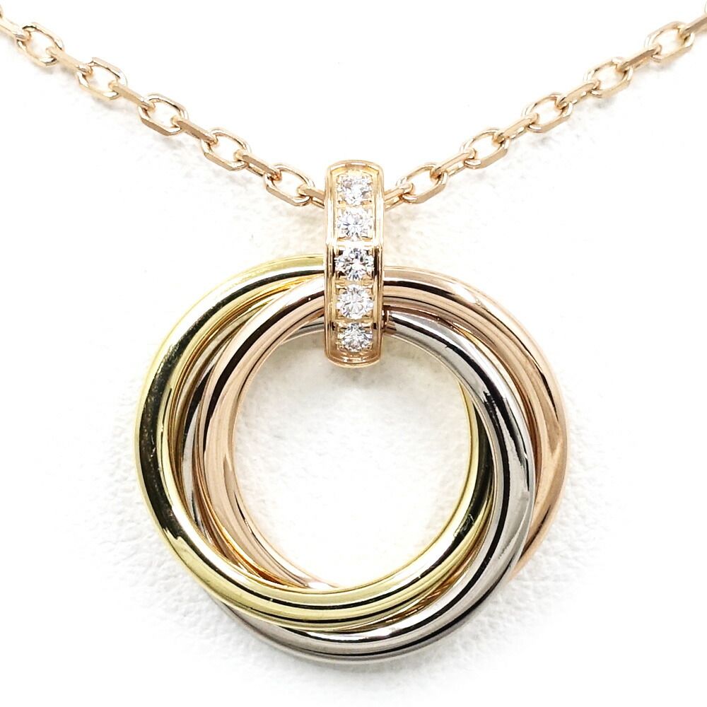 Cartier 18k Yellow Gold WG PG Trinity 3 Colors Diamond Necklace