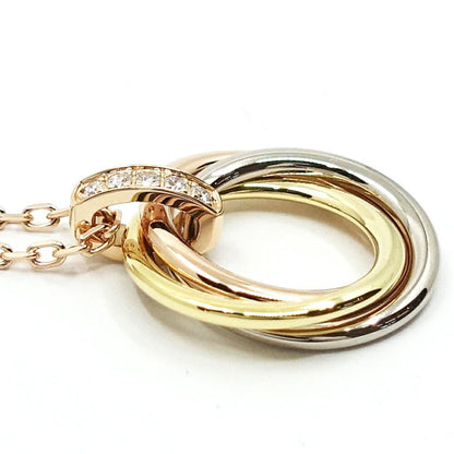 Cartier 18k Yellow Gold WG PG Trinity 3 Colors Diamond Necklace — view 6