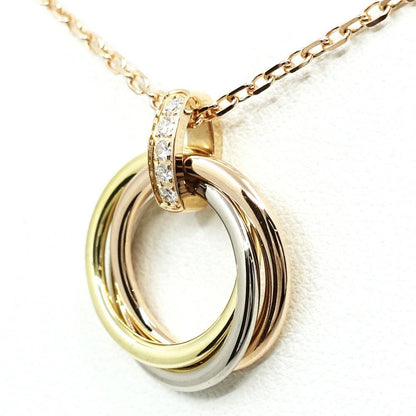 Cartier 18k Yellow Gold WG PG Trinity 3 Colors Diamond Necklace — view 2