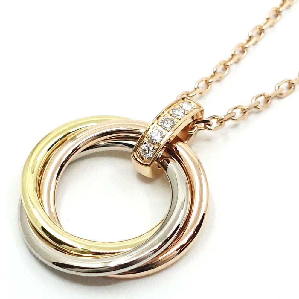 Cartier 18k Yellow Gold WG PG Trinity 3 Colors Diamond Necklace — view 4