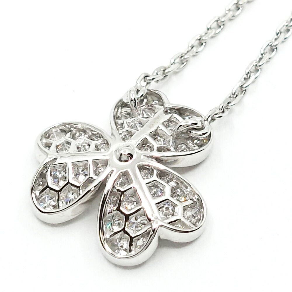 Van Cleef & Arpels 18k White Gold Frivole Diamond Small Necklace Pave — view 8