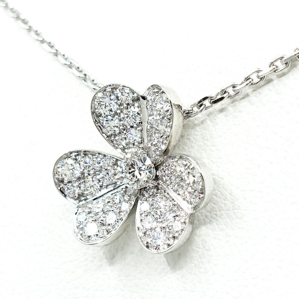 Van Cleef & Arpels 18k White Gold Frivole Diamond Small Necklace Pave — view 2